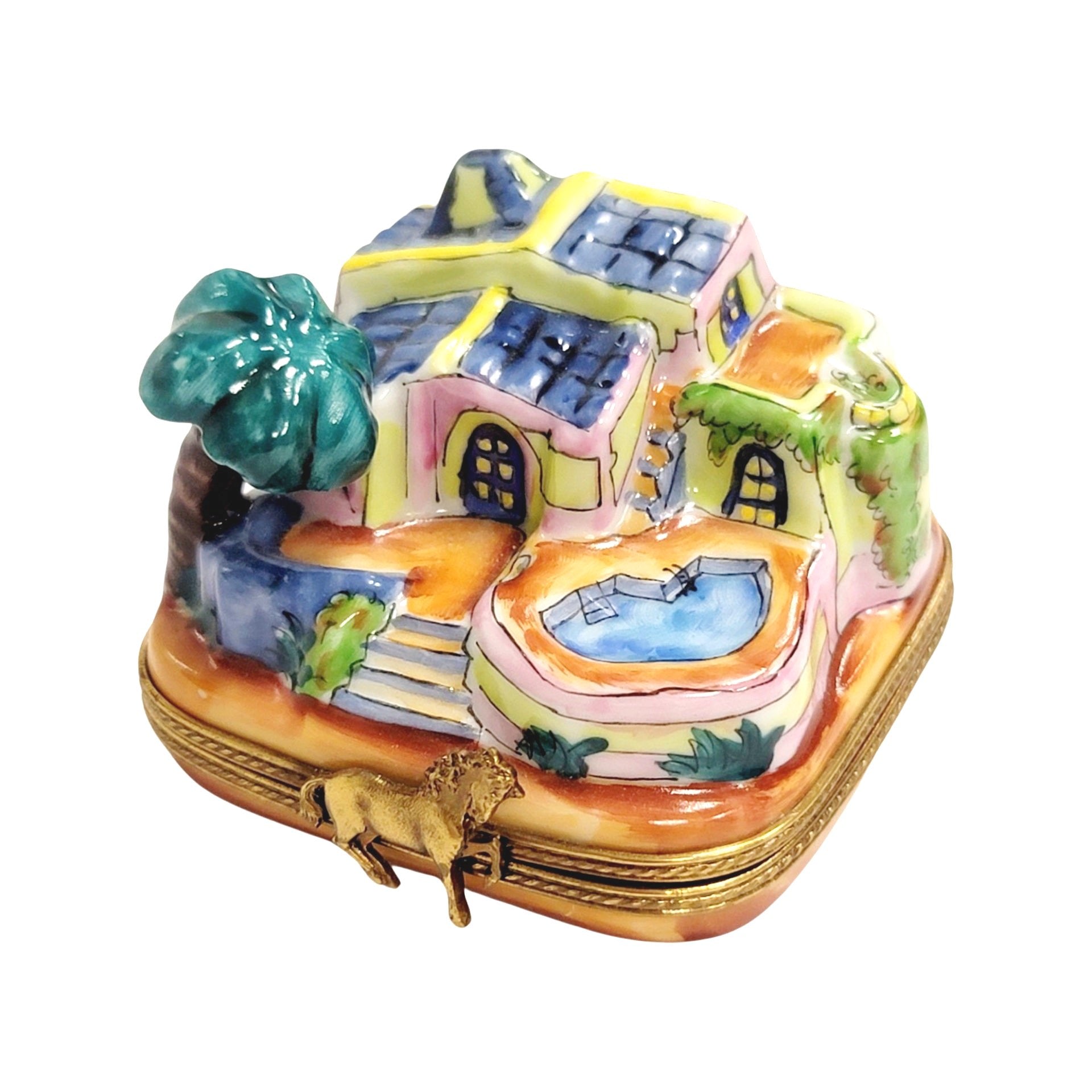 California Villa Pool Limoges Box Porcelain Limoges furniture home LIMOGES BOXES beach French Trinket Box