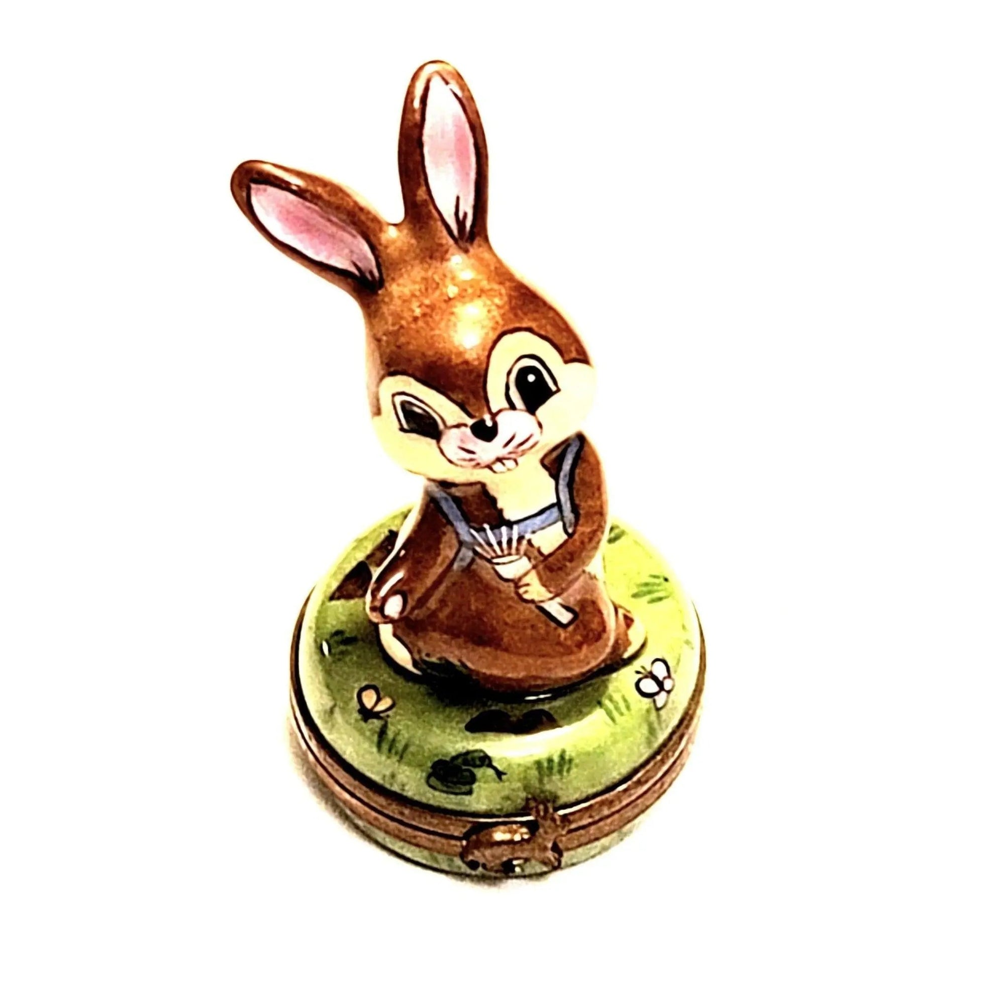 Camping Rabbit Bunny Figurine Porcelain Limoges rabbit mice bunny French Trinket Box