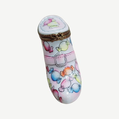 Candy Boot Shoe Figurine Porcelain Limoges Shoes Dessert French Trinket Box