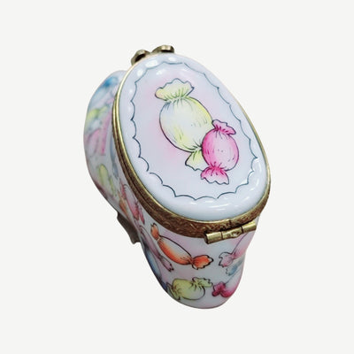 Candy Boot Shoe Figurine Porcelain Limoges Shoes Dessert French Trinket Box