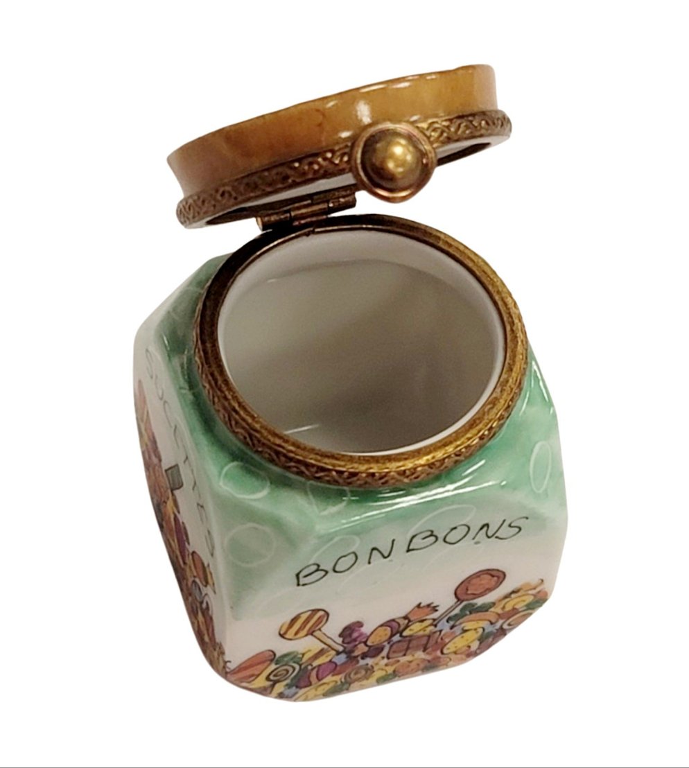 Candy Jar Bon Bon Figurine Porcelain Limoges Dessert carnival French Trinket Box