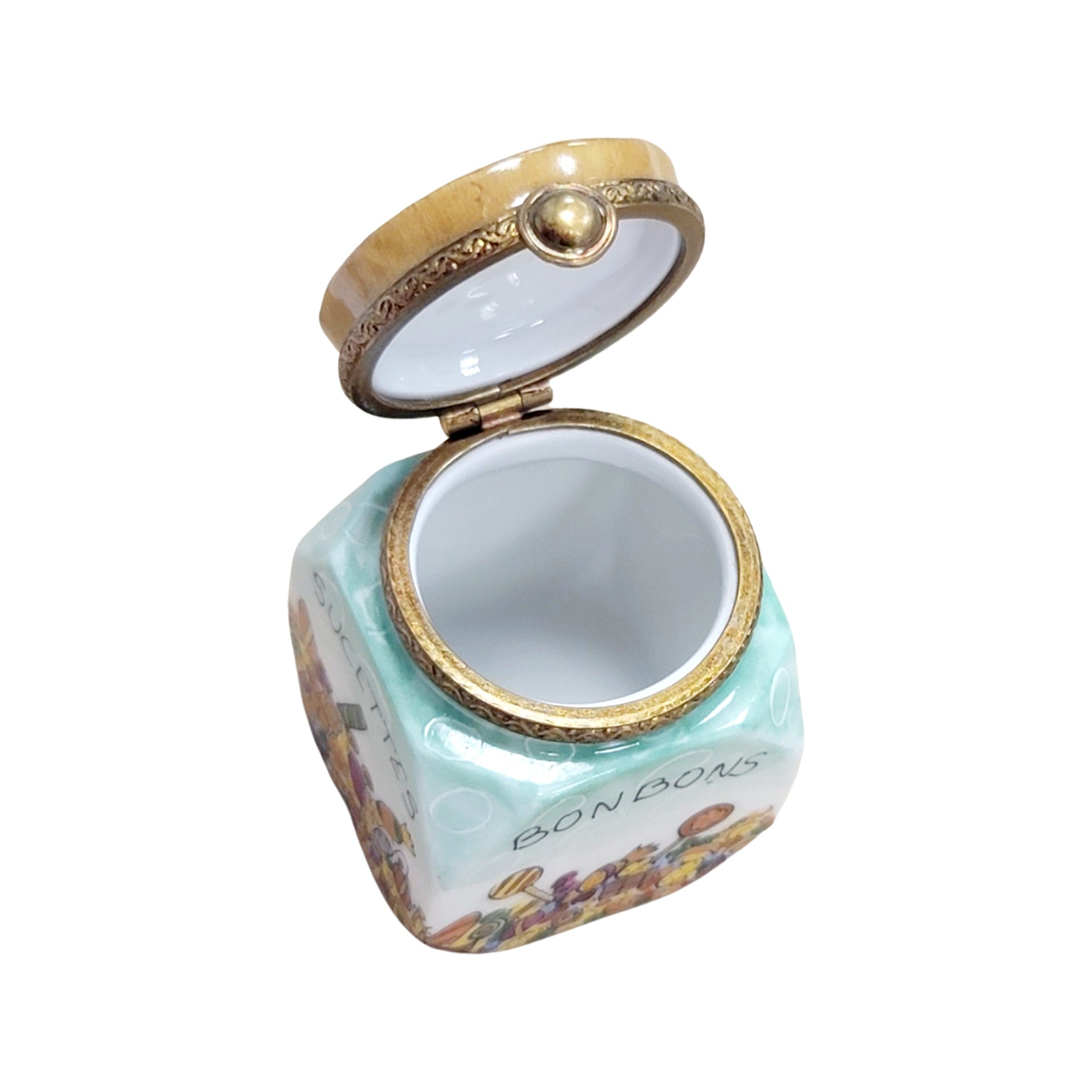 Candy Jar Bon Bon Figurine Porcelain Limoges Dessert carnival French Trinket Box