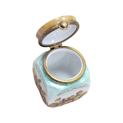 Candy Jar Bon Bon Figurine Porcelain Limoges Dessert carnival French Trinket Box