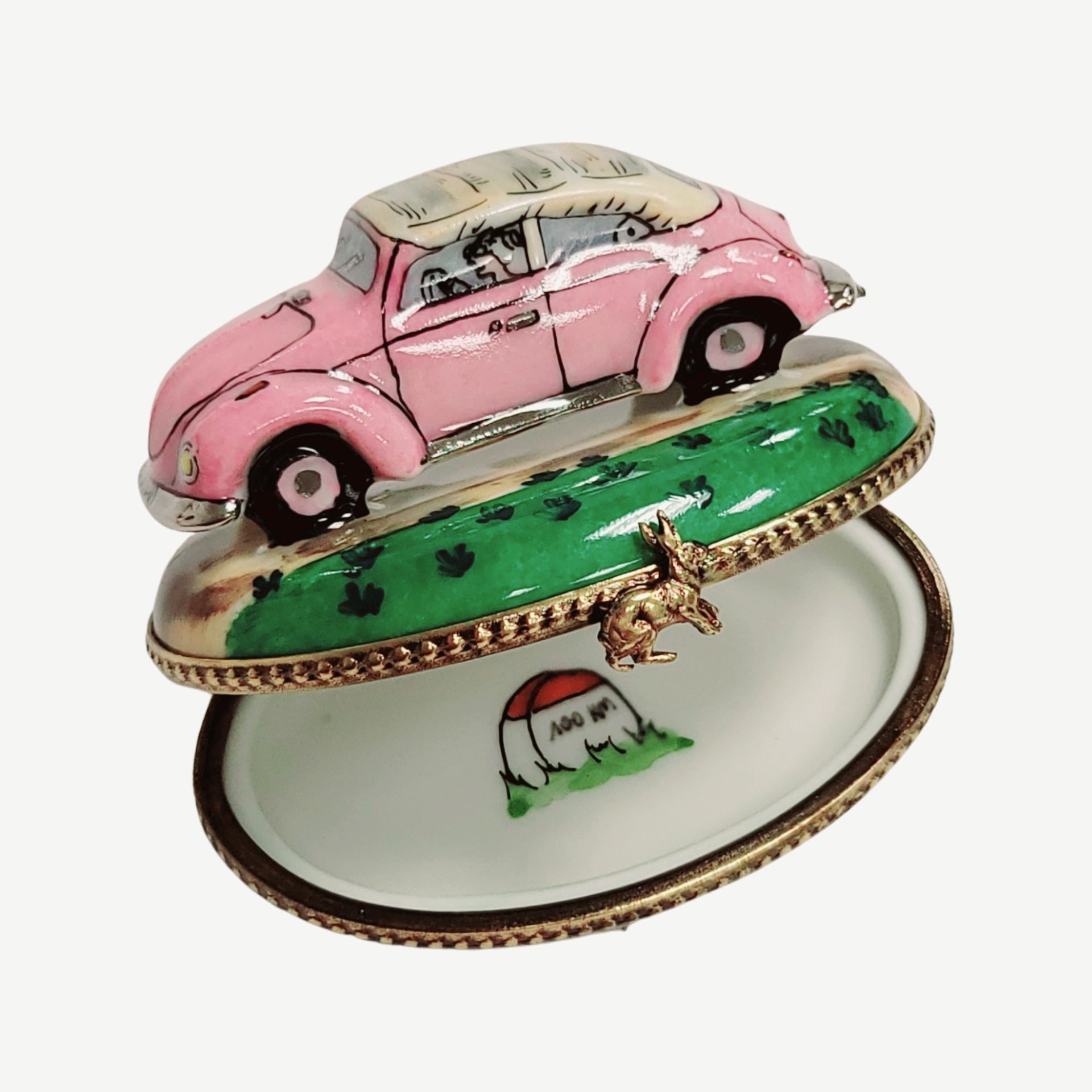Car Rabbit Convertible Figurine Porcelain Limoges limoges box moving vehicals car French Trinket Box