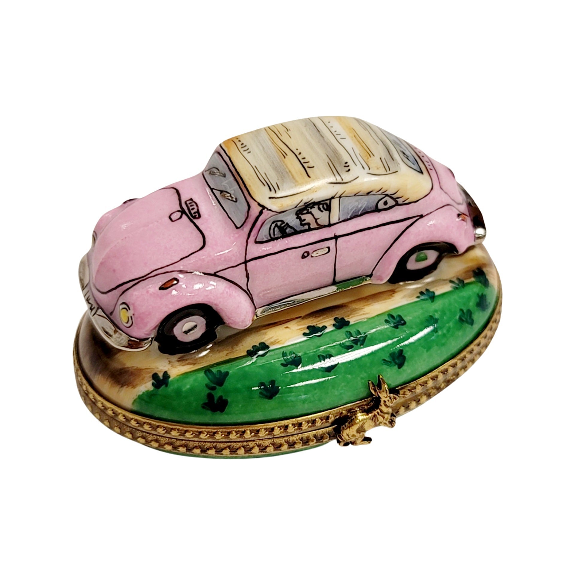 Car Rabbit Convertible Figurine Porcelain Limoges limoges box moving vehicals car French Trinket Box