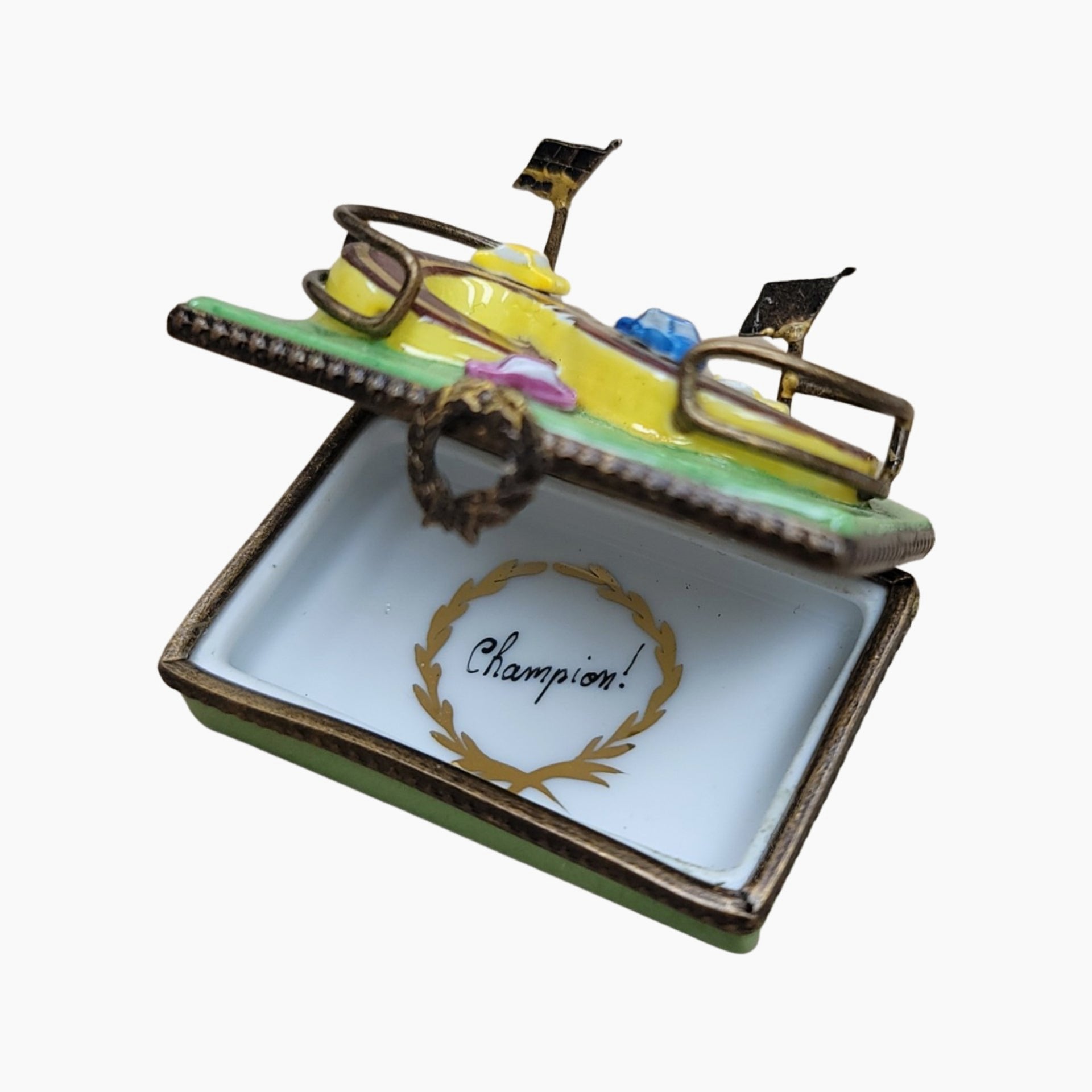 Car Race Track Limoges Box Porcelain Limoges vehicle sports French Trinket Box