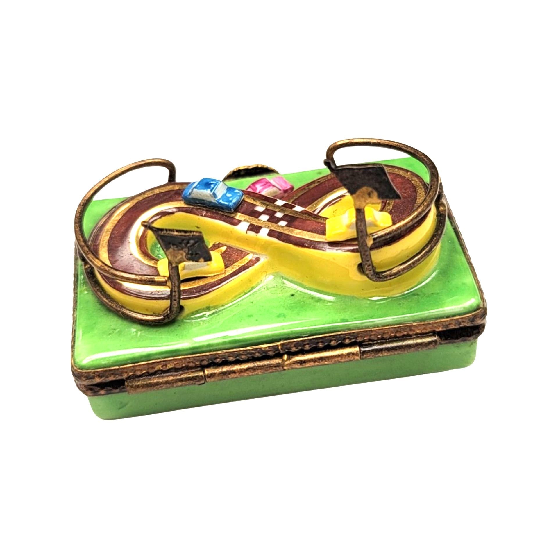 Car Race Track Limoges Box Porcelain Limoges vehicle sports French Trinket Box