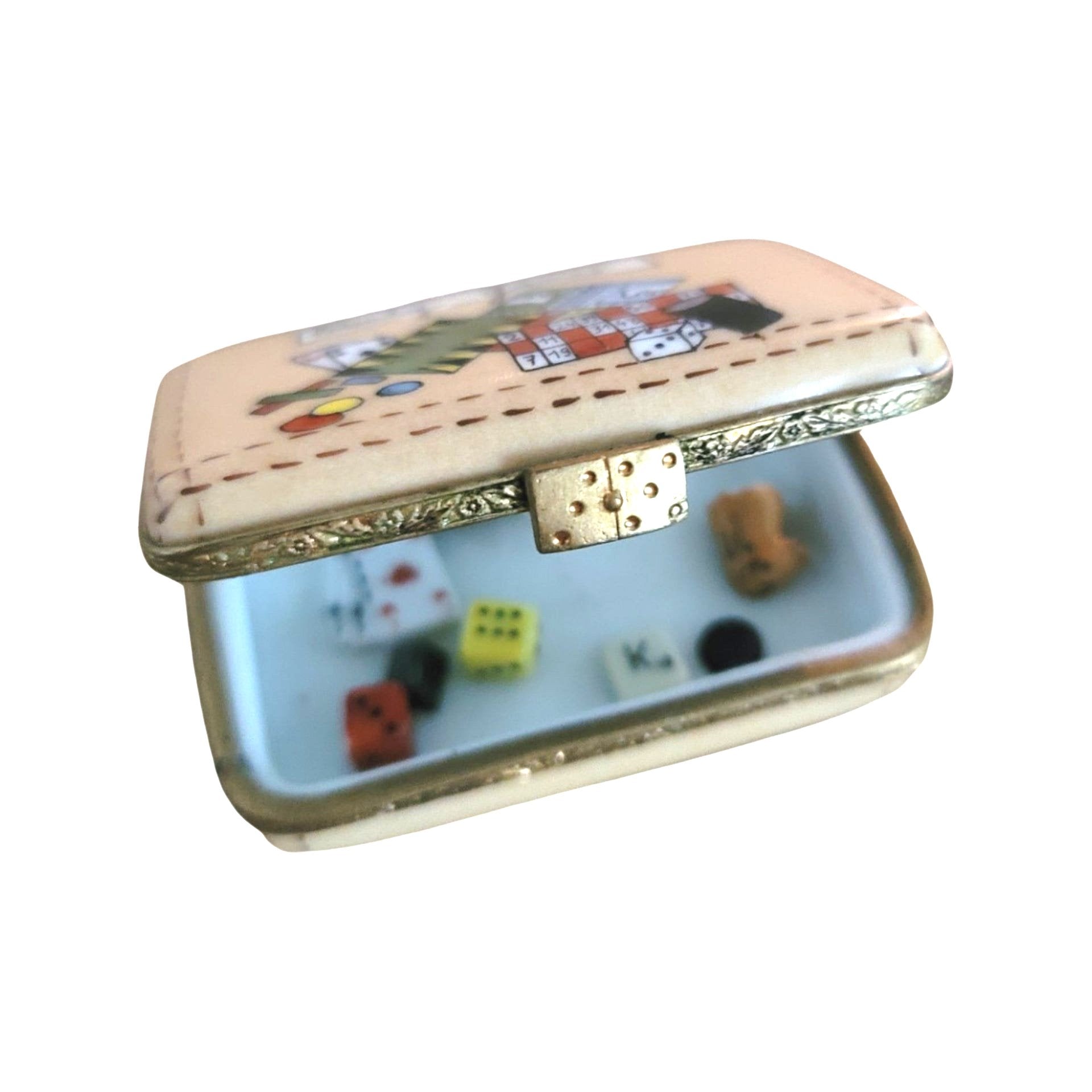 Card Games Porcelain Keepsake Porcelain Limoges games travel French Trinket Box