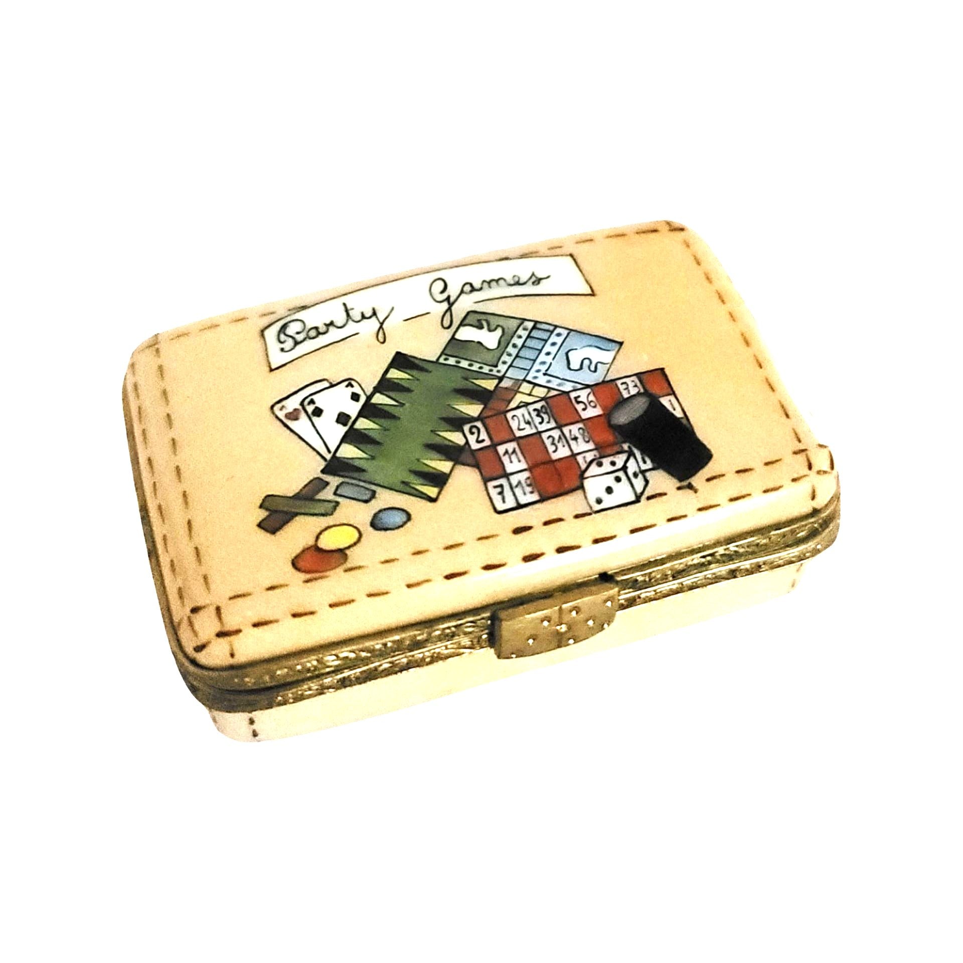Card Games Porcelain Keepsake Porcelain Limoges games travel French Trinket Box