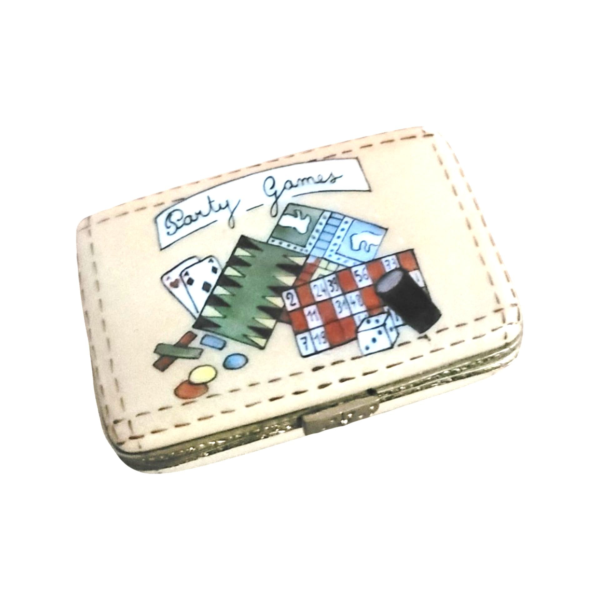 Card Games Porcelain Keepsake Porcelain Limoges games travel French Trinket Box