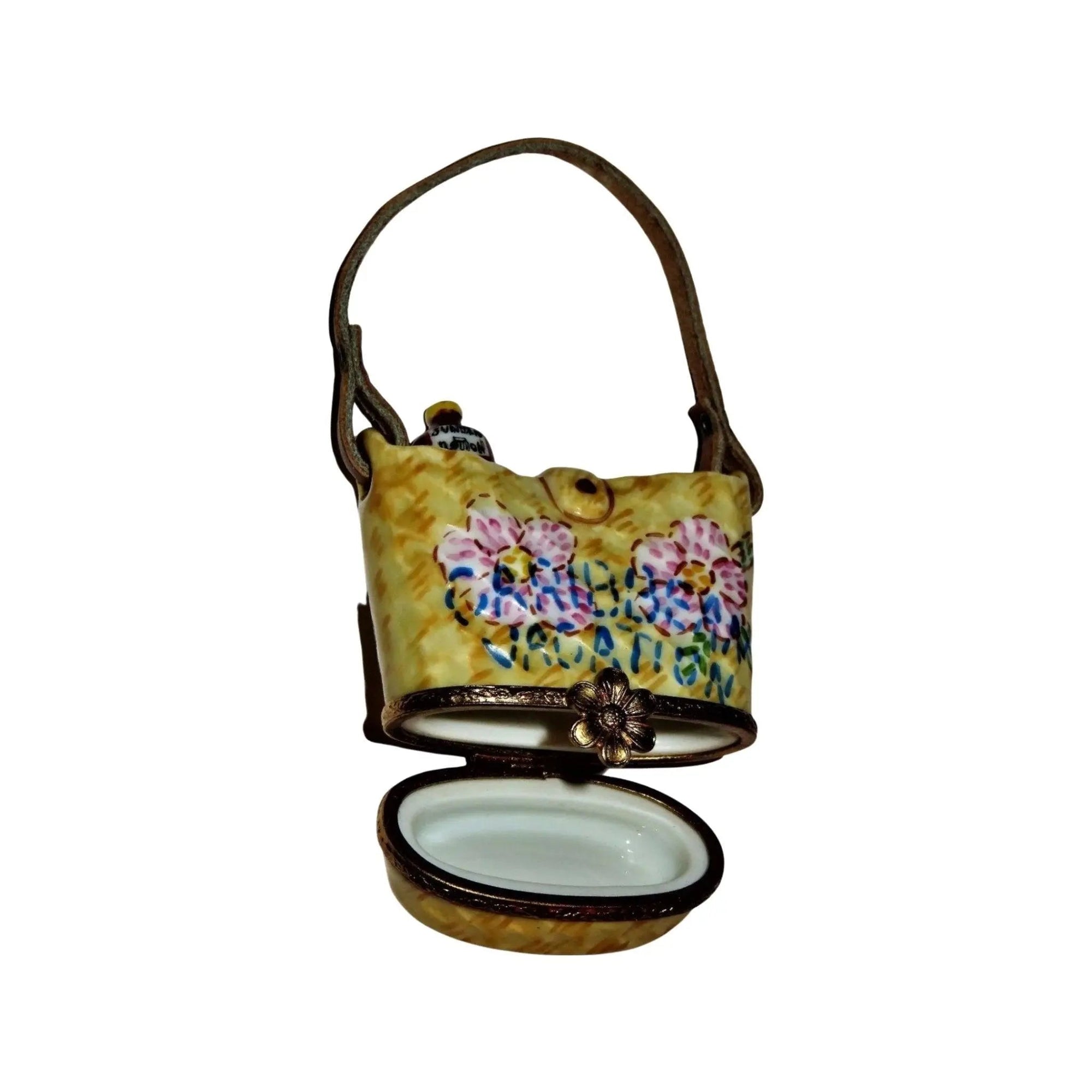 Carribean Vacation Beach Bag Porcelain Limoges bag ocean beach French Trinket Box