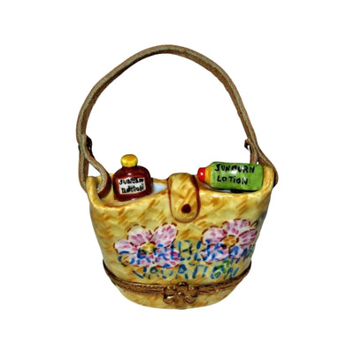 Carribean Vacation Beach Bag Porcelain Limoges bag ocean beach French Trinket Box