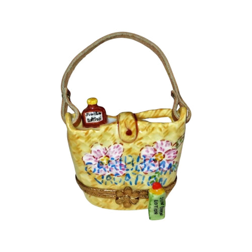 Carribean Vacation Beach Bag Porcelain Limoges bag ocean beach French Trinket Box