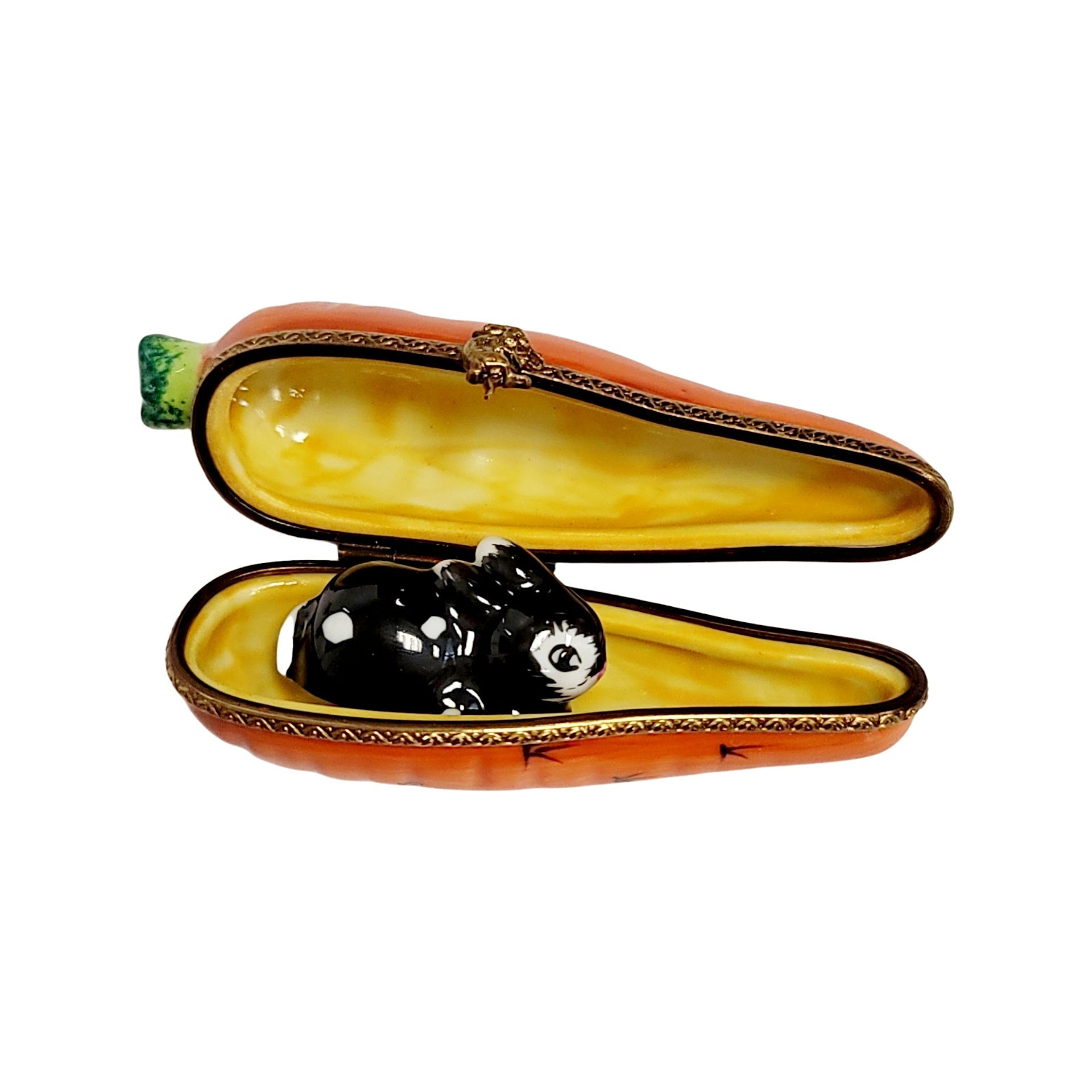 Carrot And Brown Rabbit Limoges Box Porcelain Limoges fruit vegetable French Trinket Box
