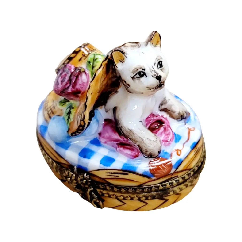 Cat 2 Bonnet Porcelain Limoges cat cats limoge box French Trinket Box