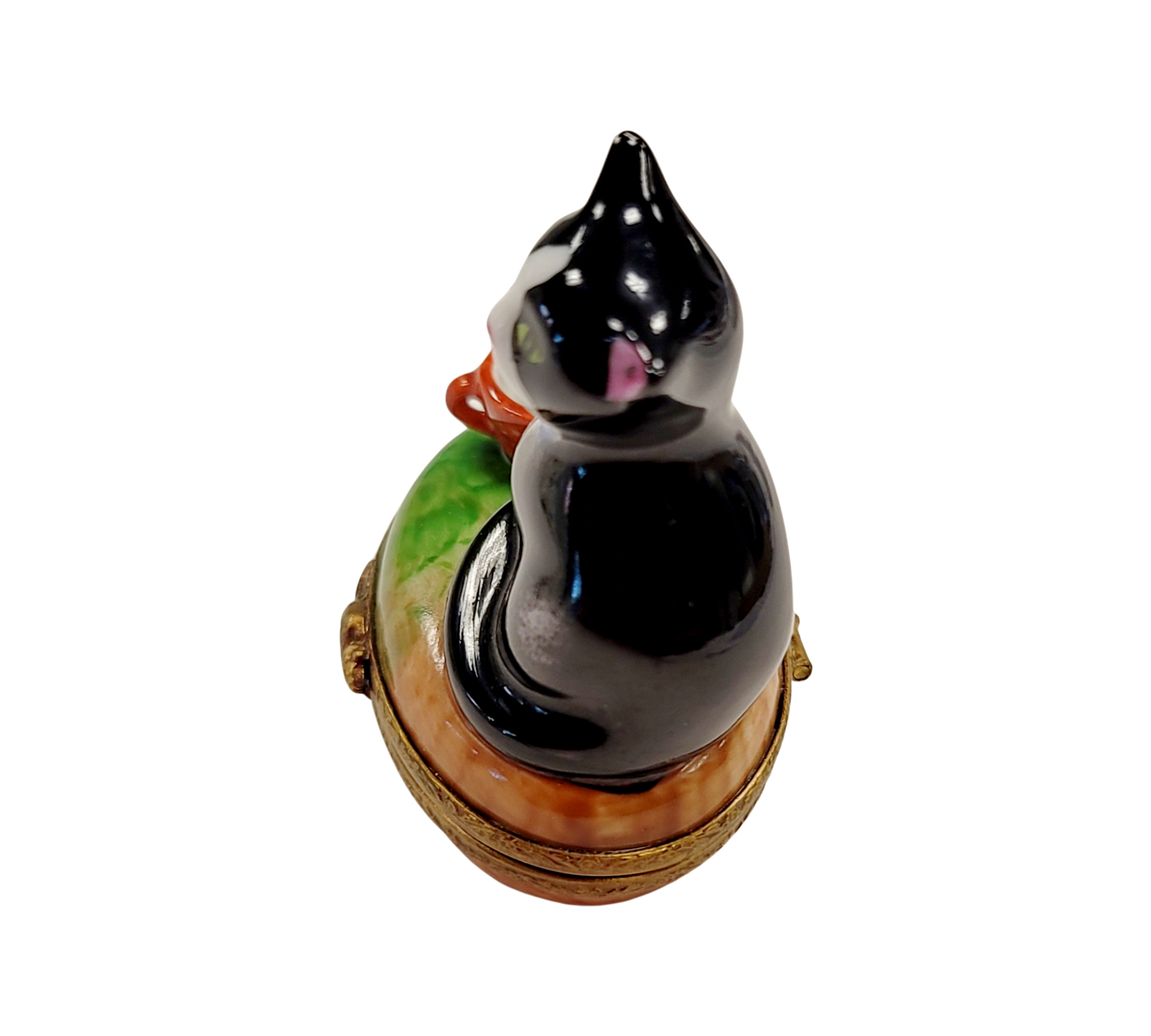 Cat Figurine with Bowl Delight Porcelain Limoges Cat French Trinket Box