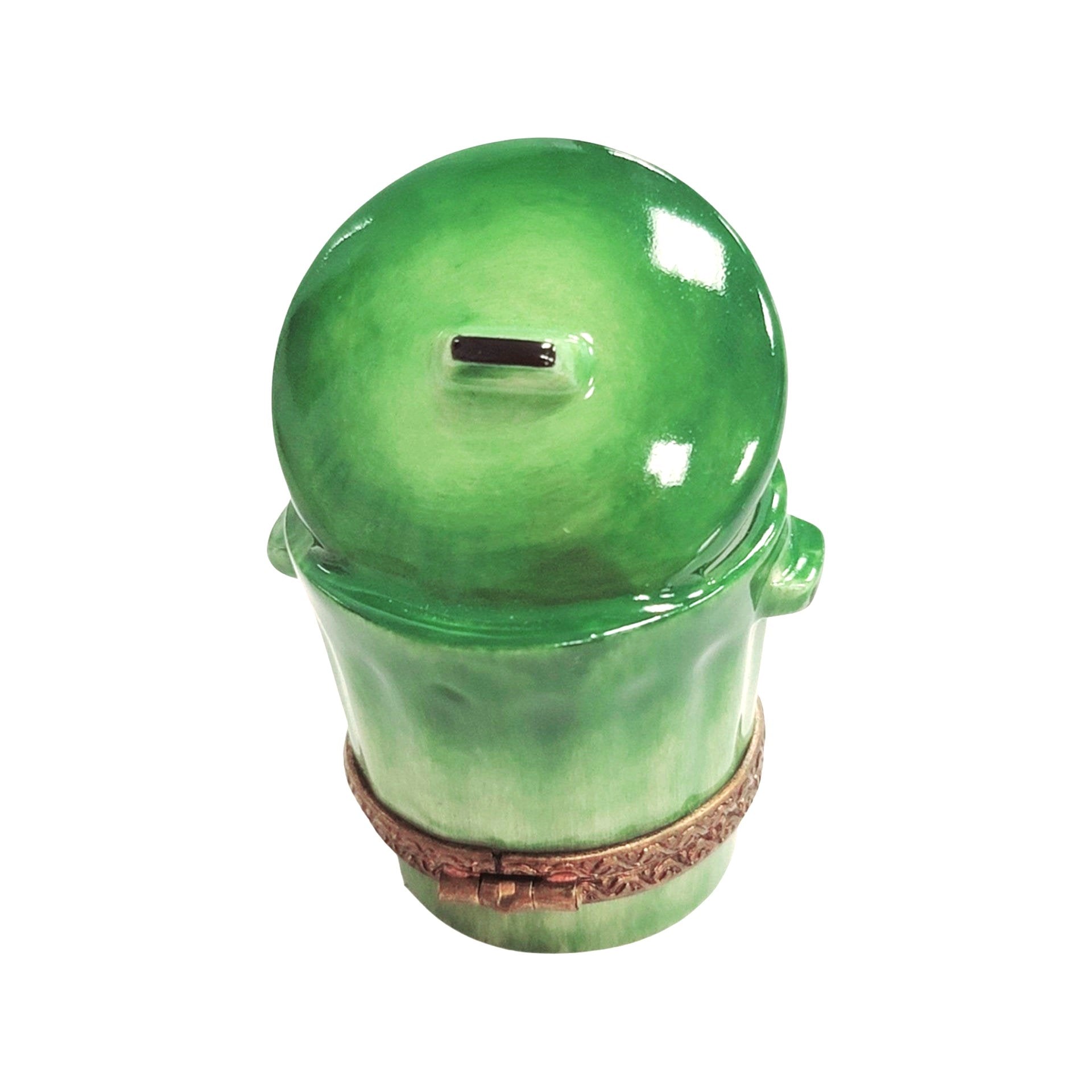 Cat Peeking From Trashcan Porcelain Limoges cat French Trinket Box