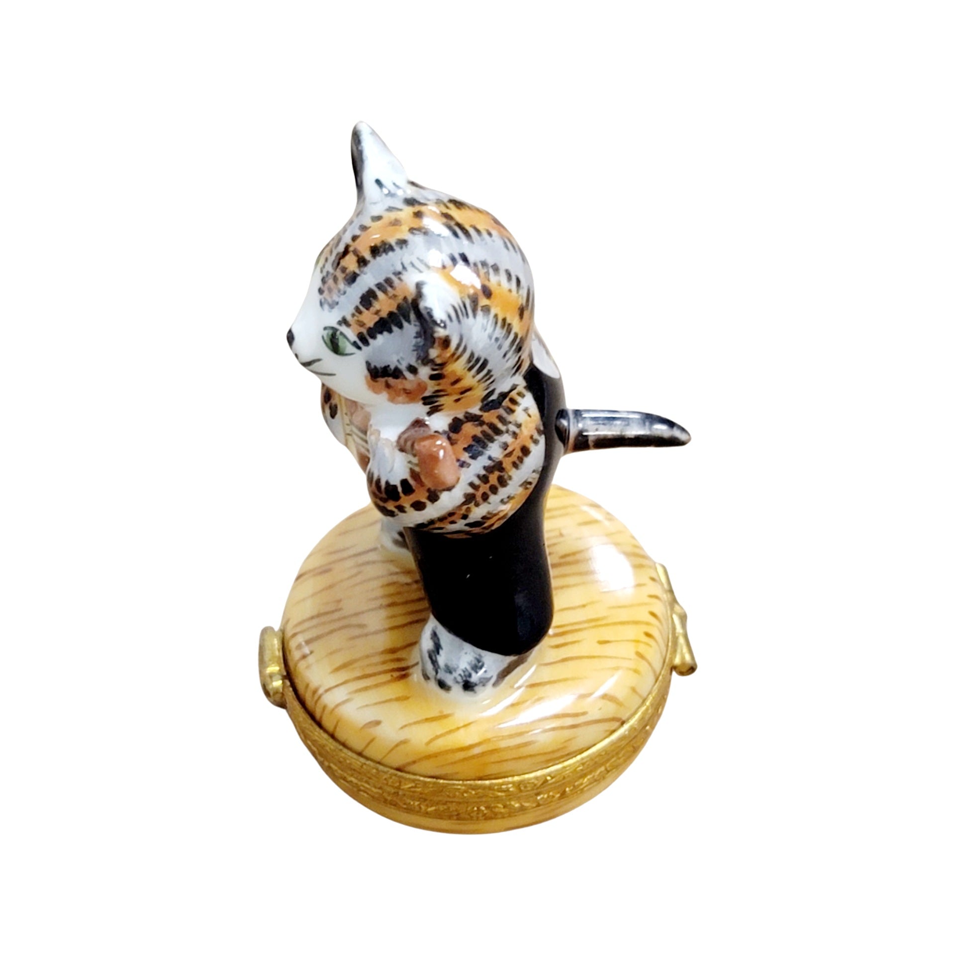 Cat Playing Guitar Figurine Porcelain Limoges cat LIMOGES BOXES music French Trinket Box