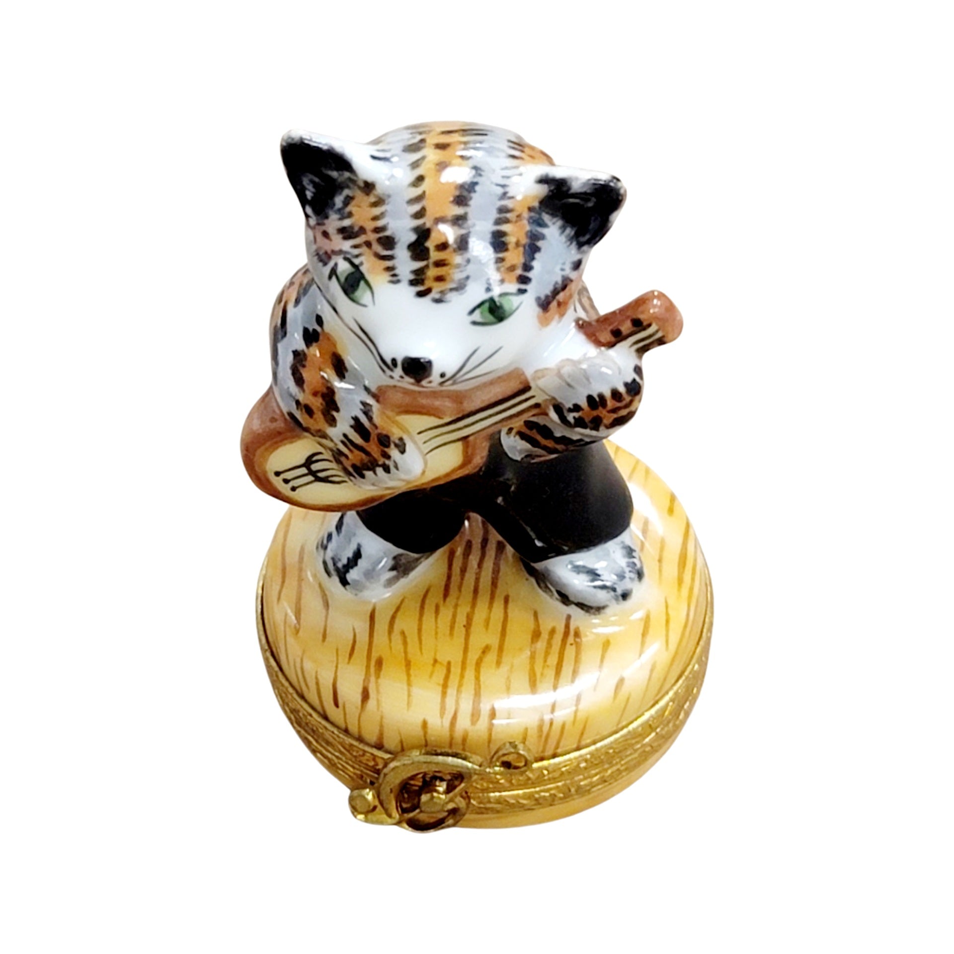 Cat Playing Guitar Figurine Porcelain Limoges cat LIMOGES BOXES music French Trinket Box