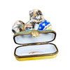 Cat Playing with Yarn Box Porcelain Limoges Cat French Trinket Box