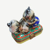 Cat Playing with Yarn Box Porcelain Limoges Cat French Trinket Box
