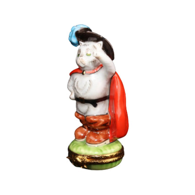 Cat Puss n Boots Story Book Porcelain Limoges Fairy Cat French Trinket Box
