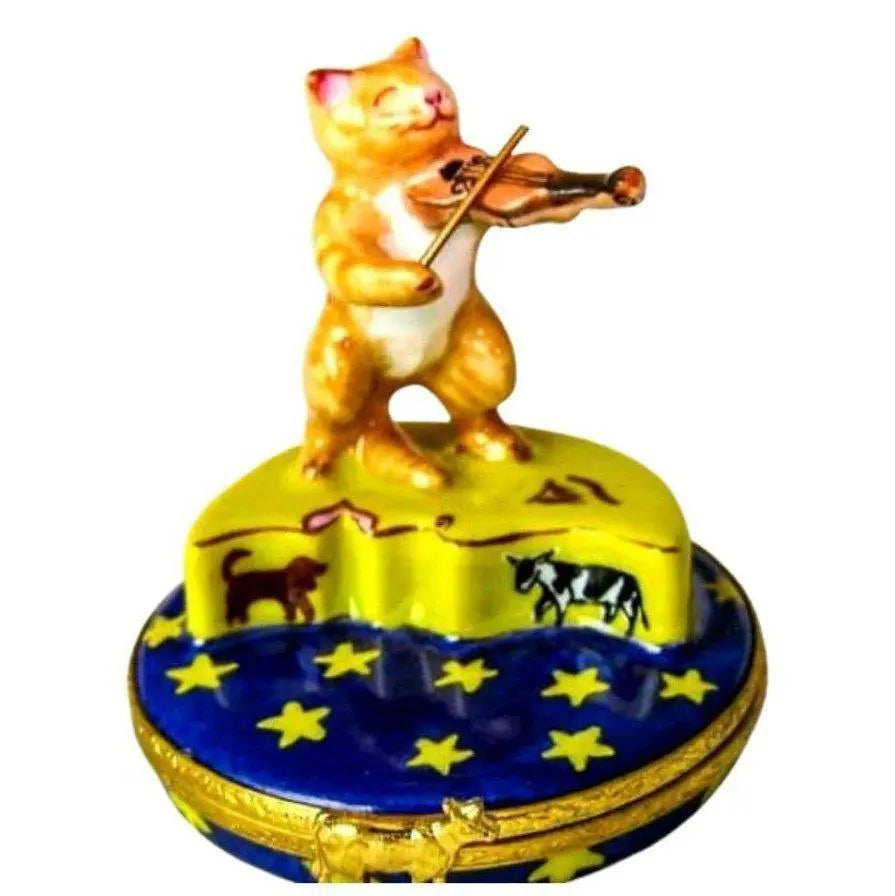Cat and the Fiddle Artoria Porcelain Limoges cat cats limoge box French Trinket Box