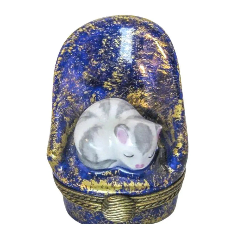 Cat in Chair Porcelain Limoges cat cats French Trinket Box
