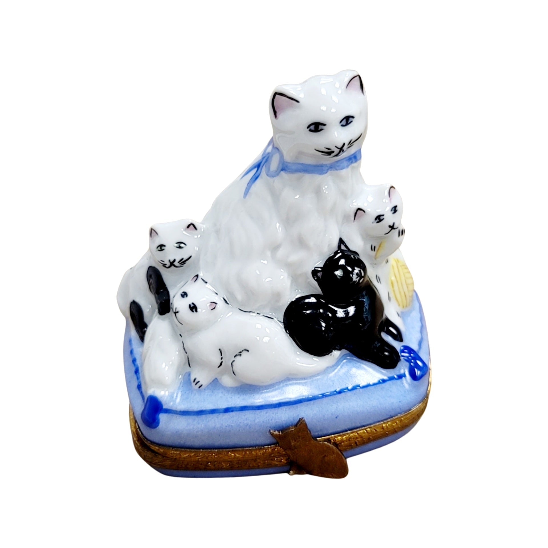 Cat and Kittens Limoges Box Porcelain Limoges Cat French Trinket Box