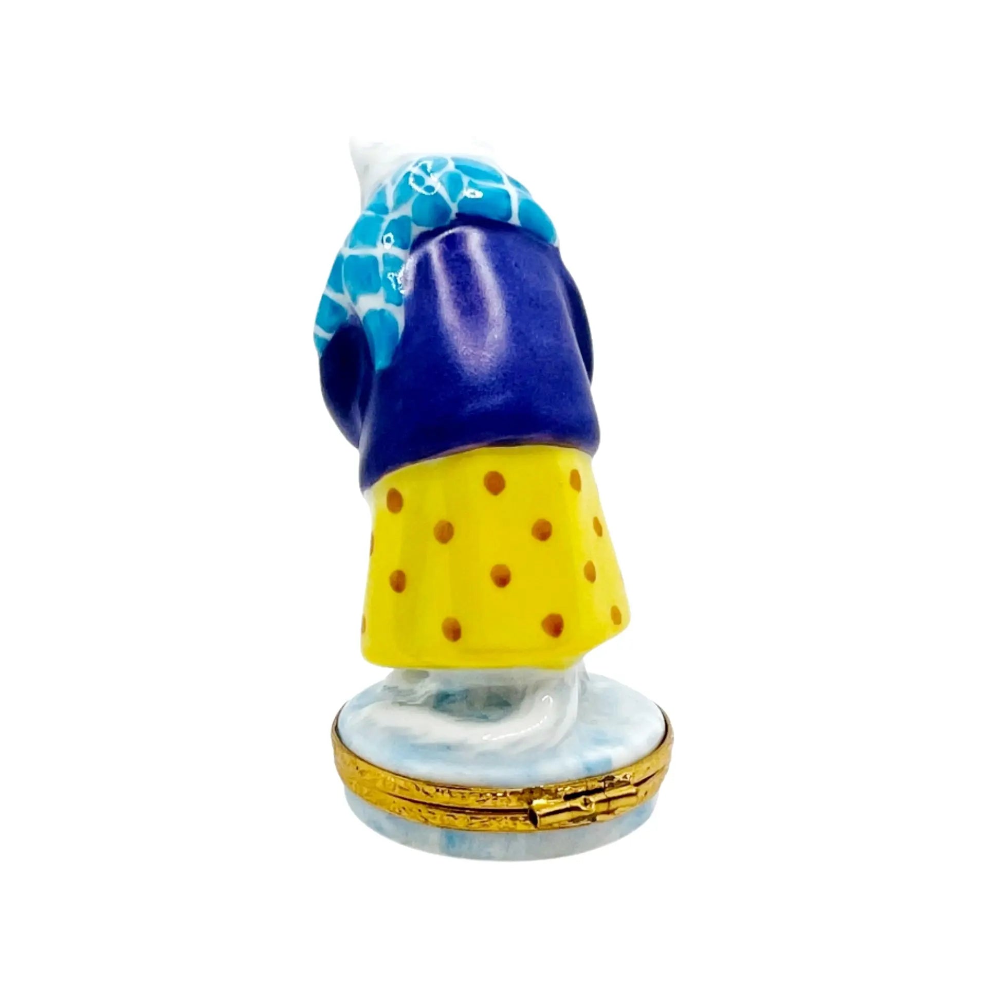 Cat with Christmas Present Porcelain Limoges cat xmas French Trinket Box