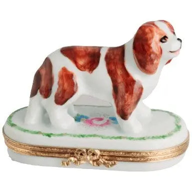 Cavalier King Charles Dog Porcelain Limoges dog dogs French Trinket Box