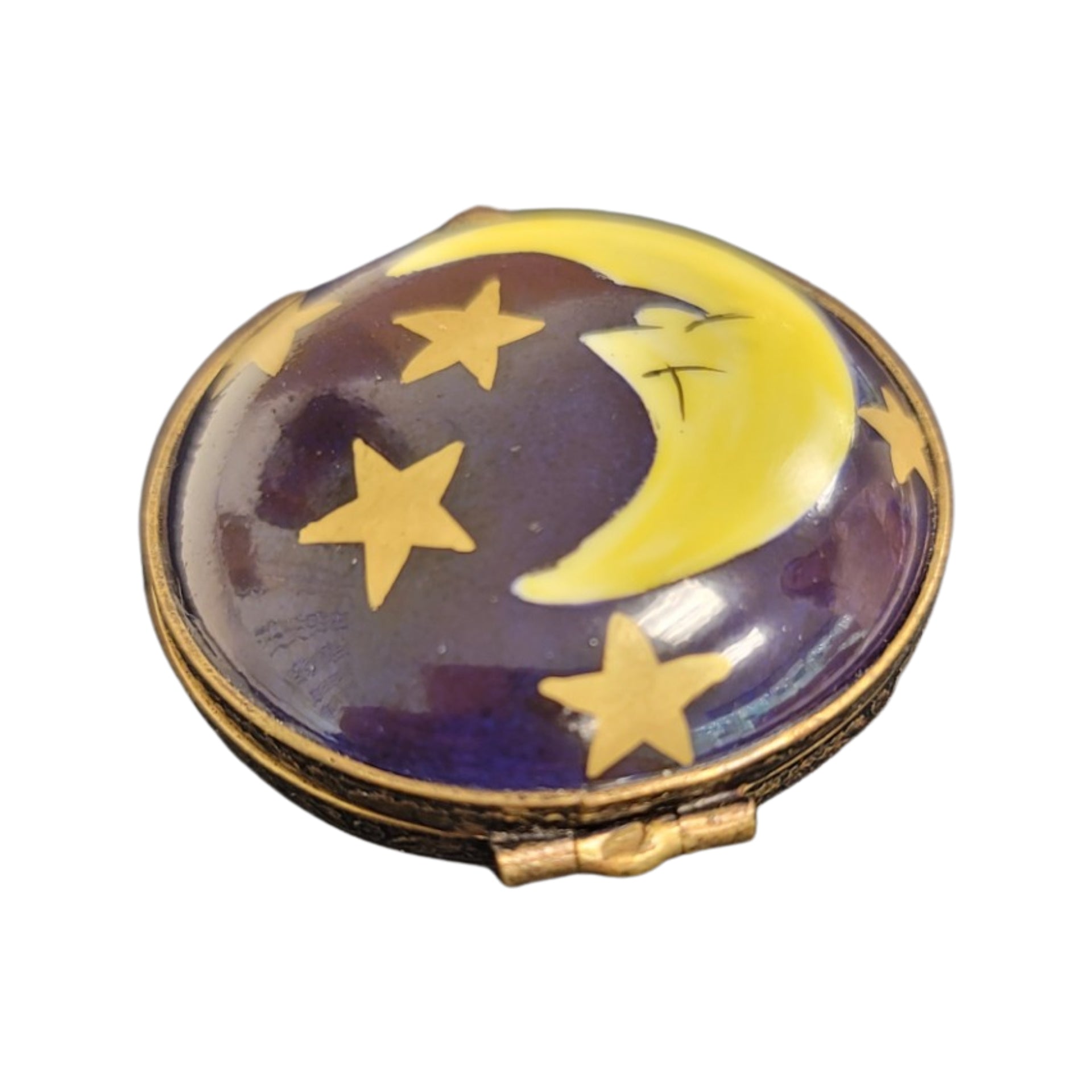 Celestial Moon Stars Pendant Porcelain Limoges LIMOGES BOXES traditional spiritual French Trinket Box