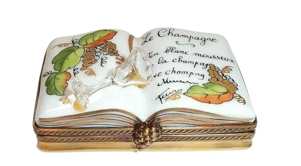 Champagne Book Wine Porcelain Limoges wine spirits celebrate limoges box book special French Trinket Box