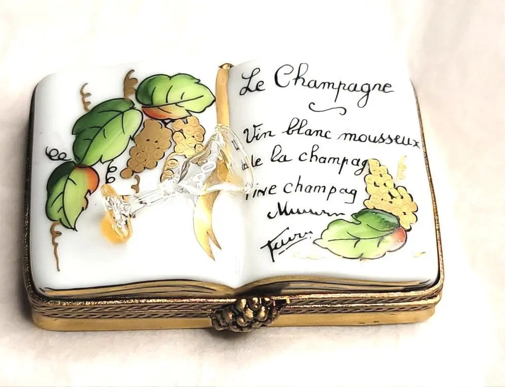 Champagne Book Wine Porcelain Limoges wine spirits celebrate limoges box book special French Trinket Box