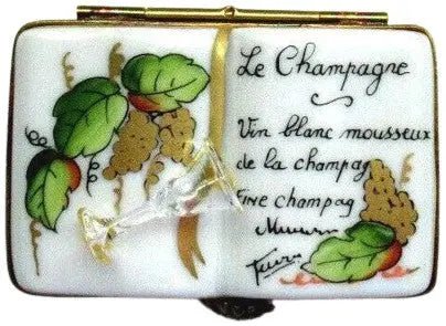 Champagne Book Wine Porcelain Limoges wine spirits celebrate limoges box book special French Trinket Box
