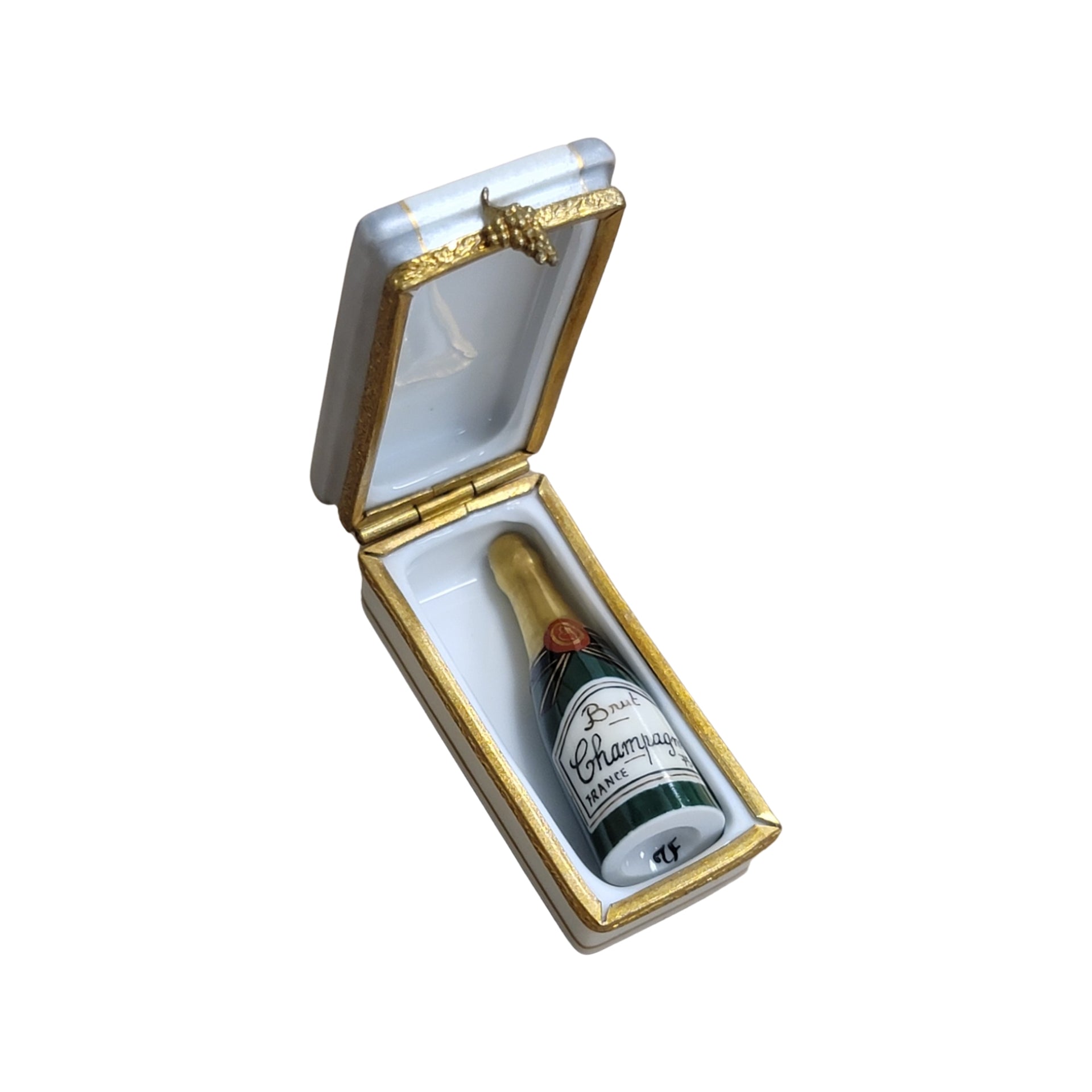 Champagne Bottle Limoges Box Porcelain Limoges Wine French Trinket Box