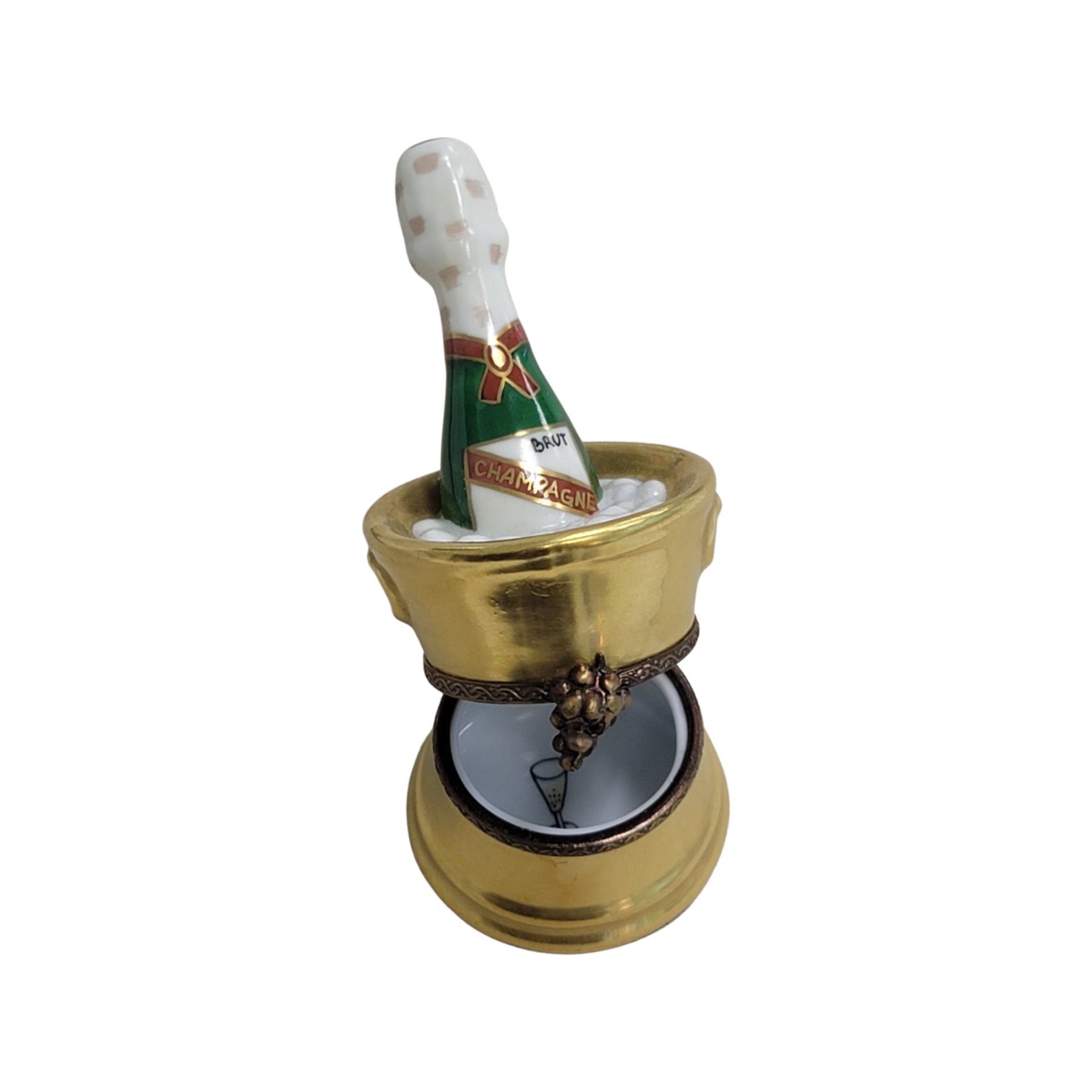 Champagne Bucket Grapes Figurine Porcelain Limoges Wine French Trinket Box