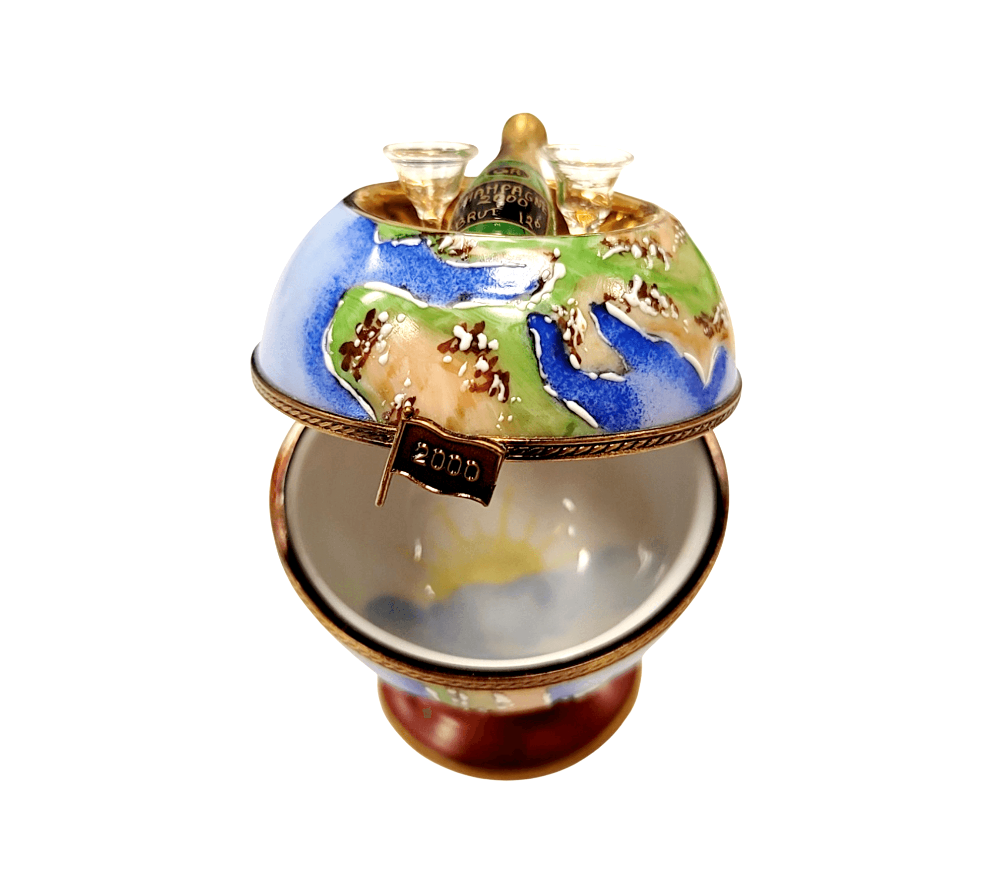 Champagne Globe Delight 2000 Porcelain Limoges WINE LIMOGES BOXES wine travel French Trinket Box
