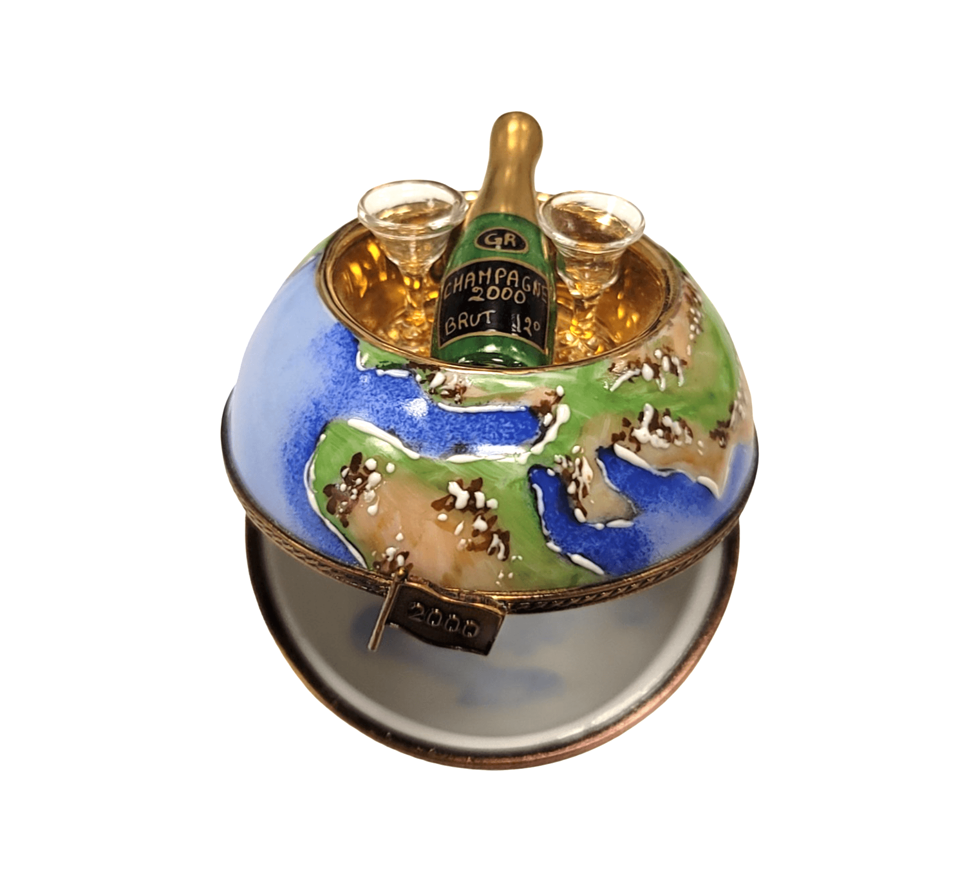 Champagne Globe Delight 2000 Porcelain Limoges WINE LIMOGES BOXES wine travel French Trinket Box