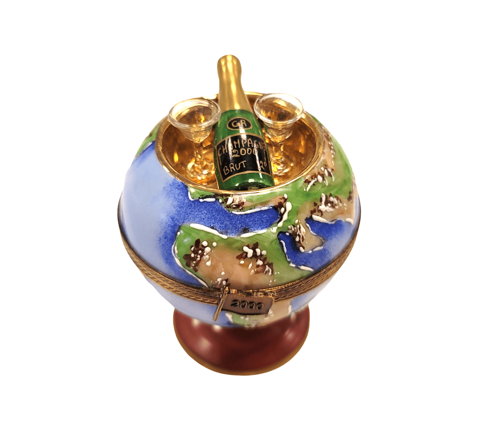 Champagne Globe Delight 2000 Porcelain Limoges WINE LIMOGES BOXES wine travel French Trinket Box