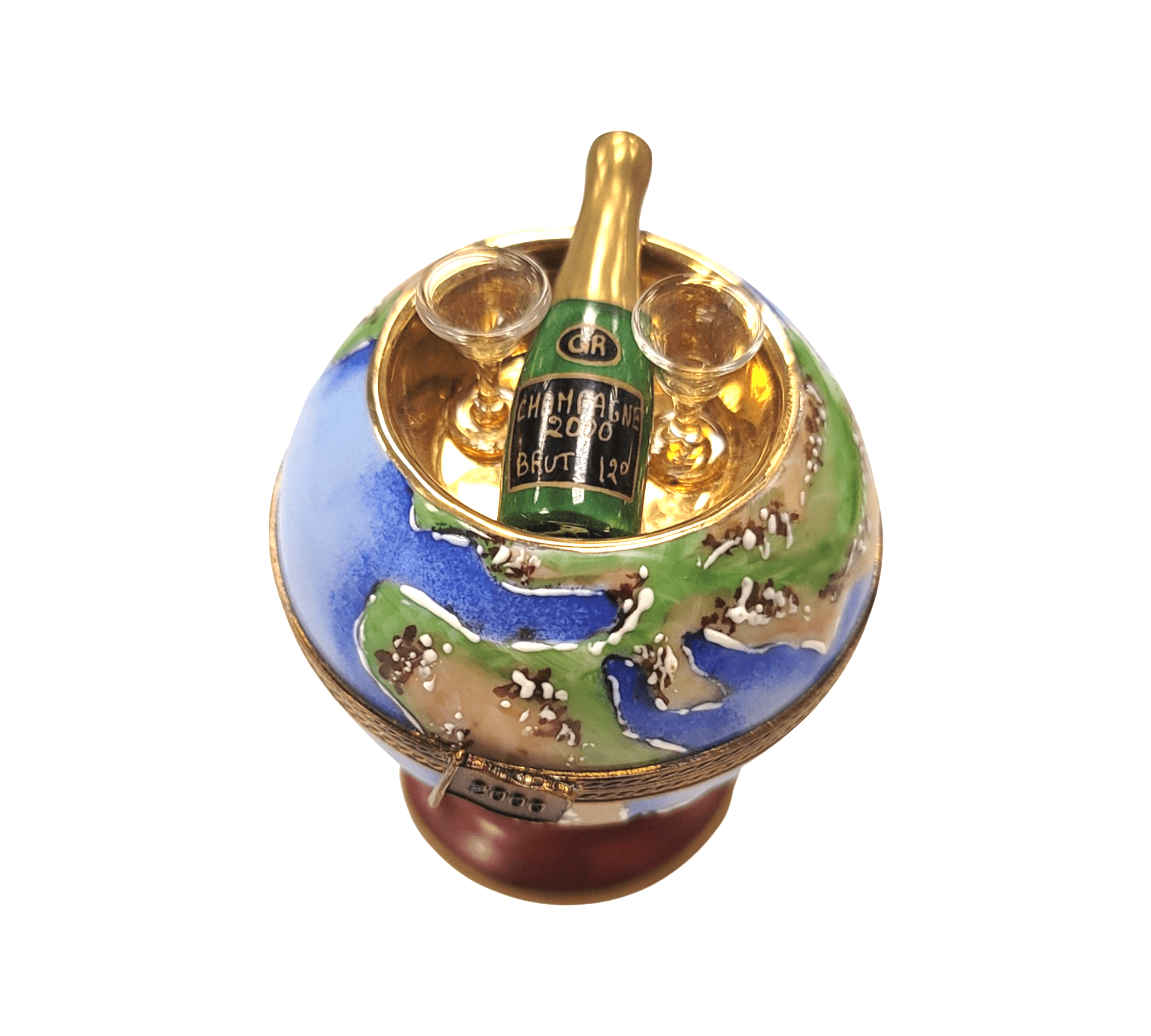 Champagne Globe Delight 2000 Porcelain Limoges WINE LIMOGES BOXES wine travel French Trinket Box