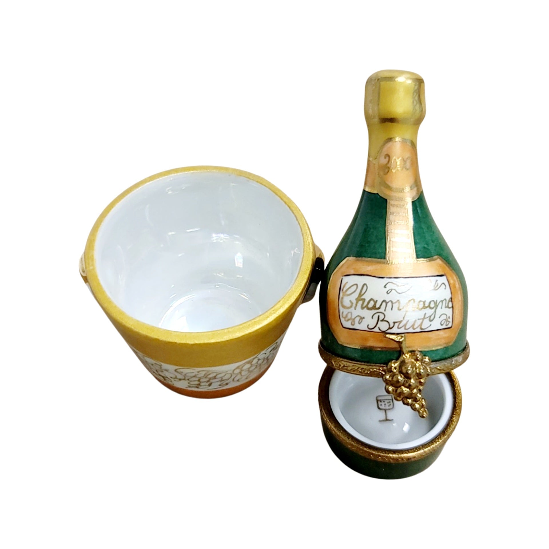 Champagne Elegance in Porcelain Porcelain Limoges WINE LIMOGES BOXES special French Trinket Box