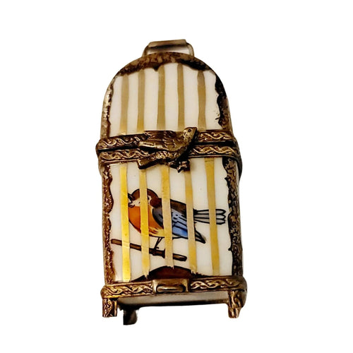 Charming Bird in Cage Limoges Porcelain Limoges parakeets bird French Trinket Box
