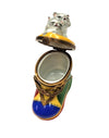 Charming Cat In Boot Figurine Porcelain Limoges Cat French Trinket Box