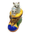 Charming Cat In Boot Figurine Porcelain Limoges Cat French Trinket Box