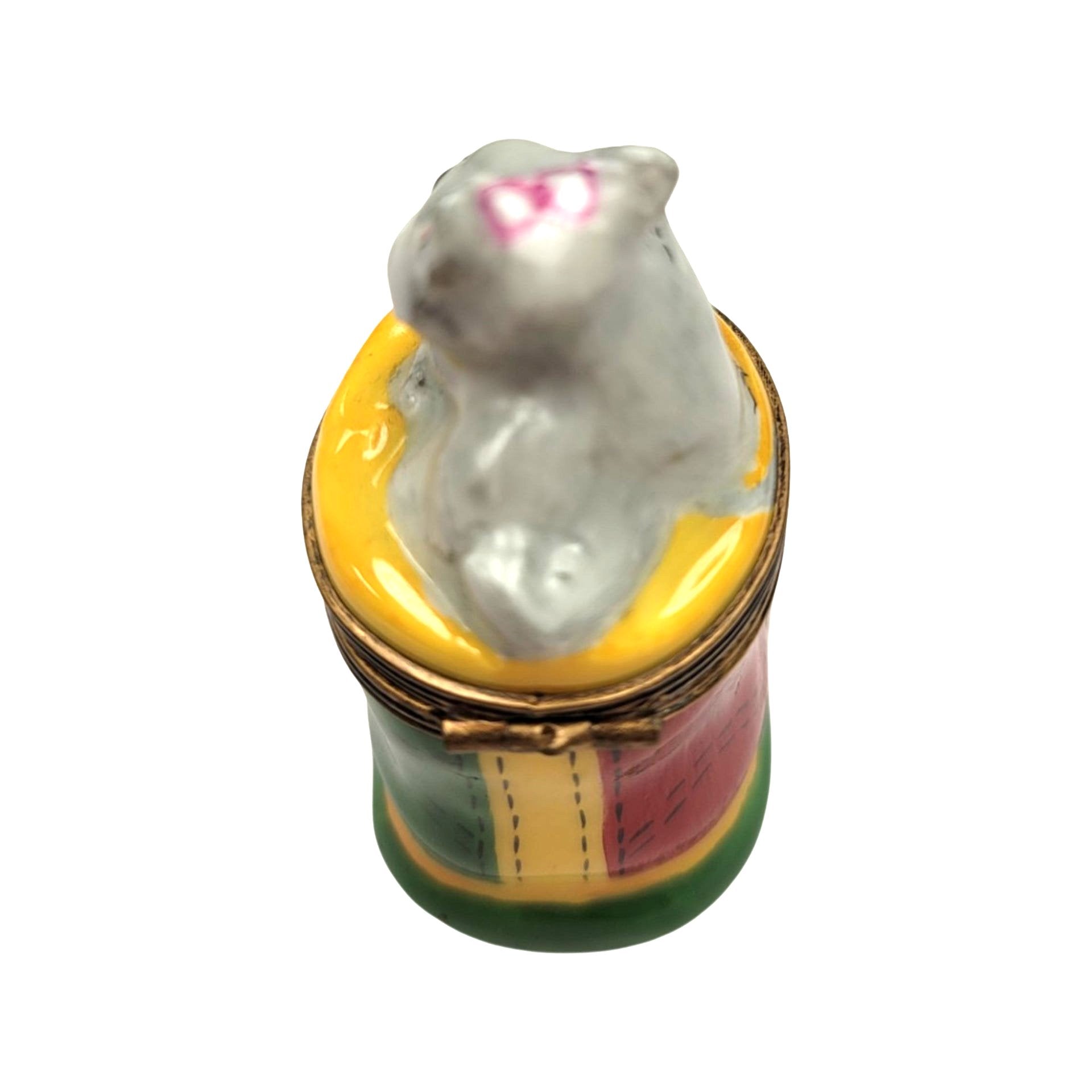 Charming Cat In Boot Figurine Porcelain Limoges Cat French Trinket Box