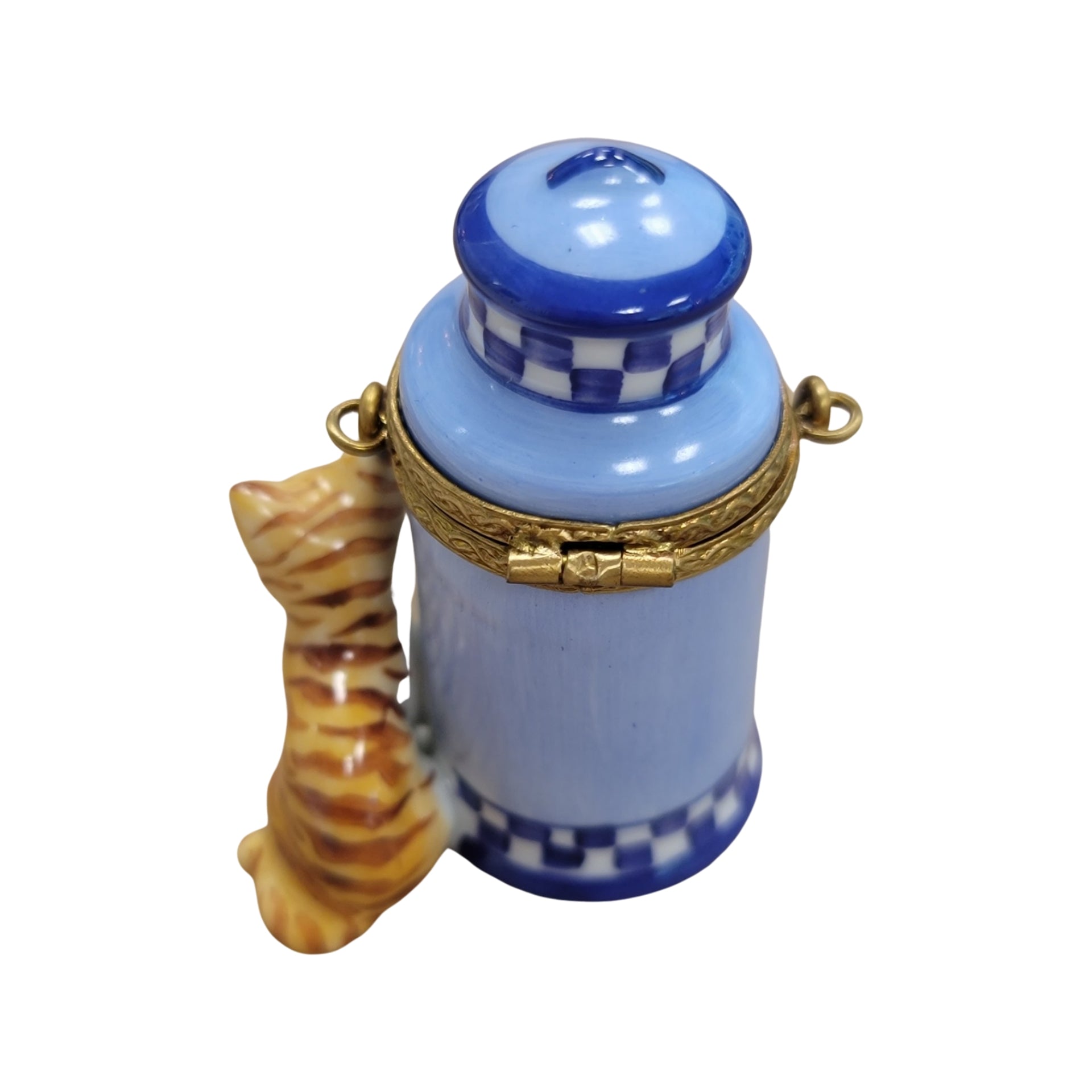 Charming Cat With Milk Jug Porcelain Limoges Food Cat French Trinket Box