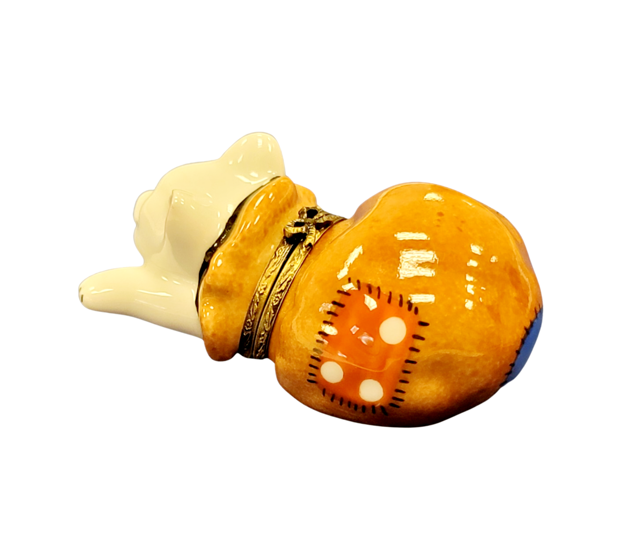 Charming Cat in Bag Figurine Porcelain Limoges Cat French Trinket Box