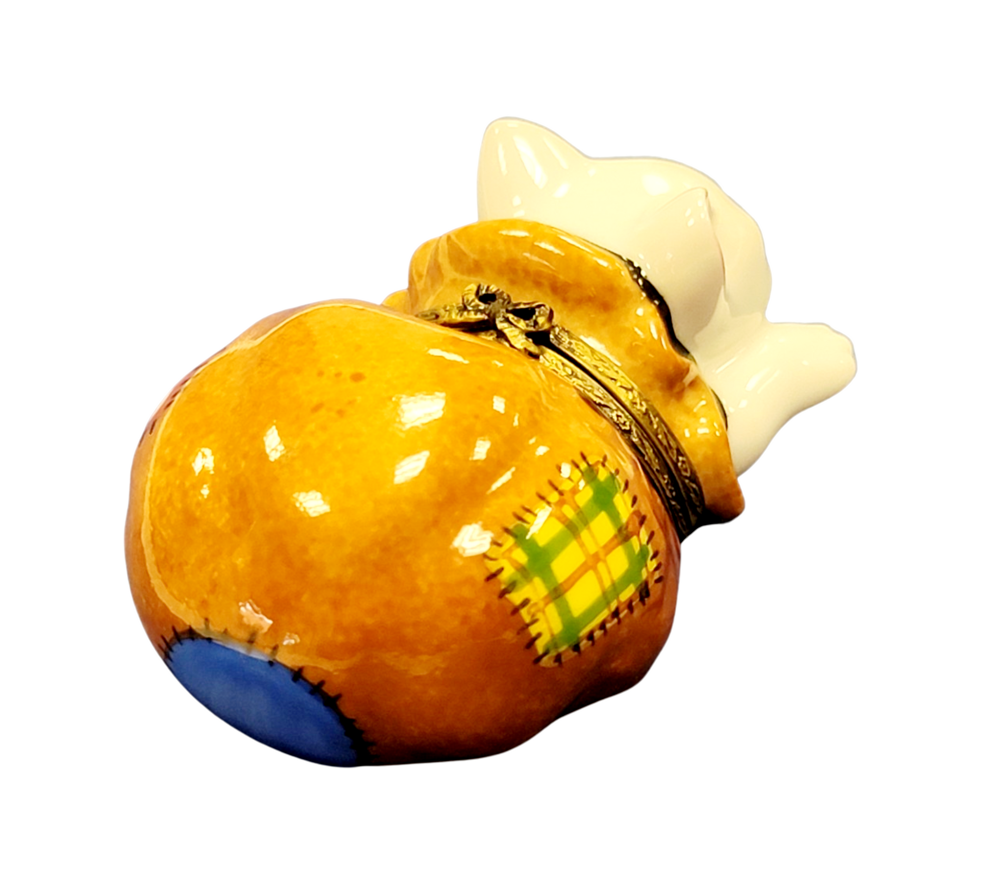 Charming Cat in Bag Figurine Porcelain Limoges Cat French Trinket Box