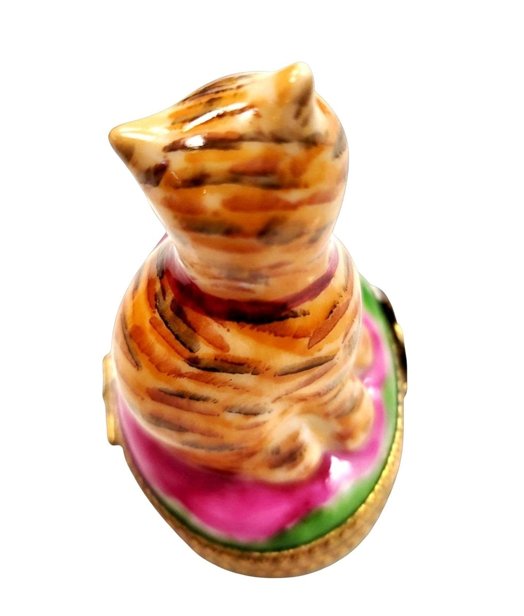 Charming Cat in Pink Cup Porcelain Limoges Cat china French Trinket Box